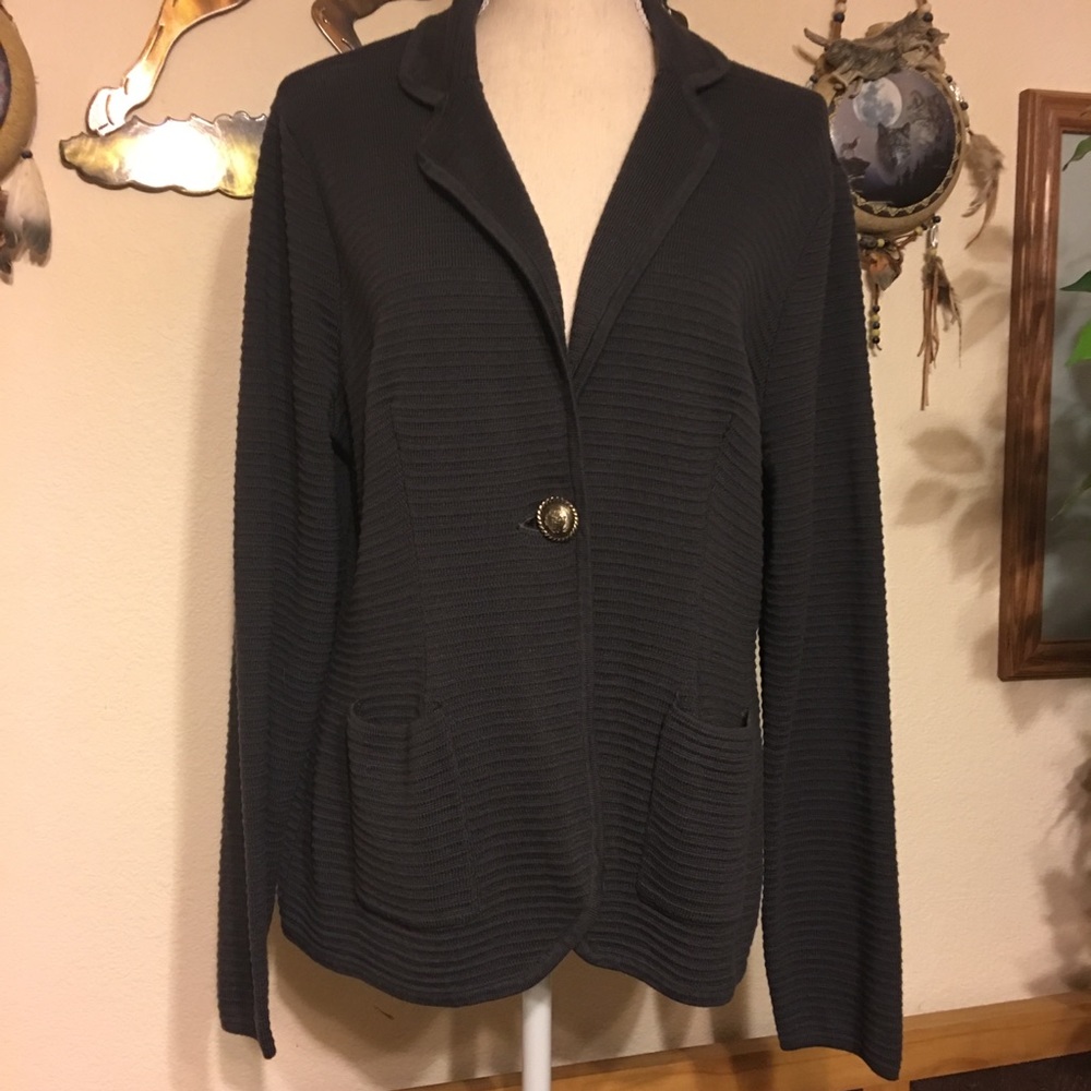 WD-NY dark gray textured cardigan jacket XL